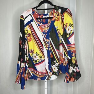 Parker Blouse Long Sleeve V Neckline Floral Print Silk Viscose Size L